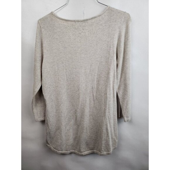 Tribekko 44 Oatmeal Grommet Detail 3/4 Sleeve Pullover Sweater Medium - Picture 6 of 7